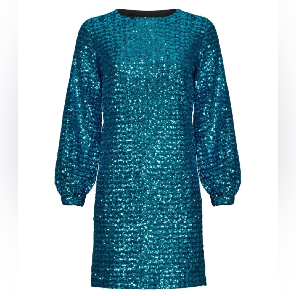 Hunter Bell Blue Sequin Shift Dress size 8